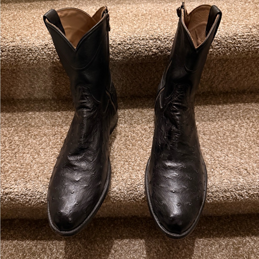 Brown Ostrich Leather Men's Cowboy Boots